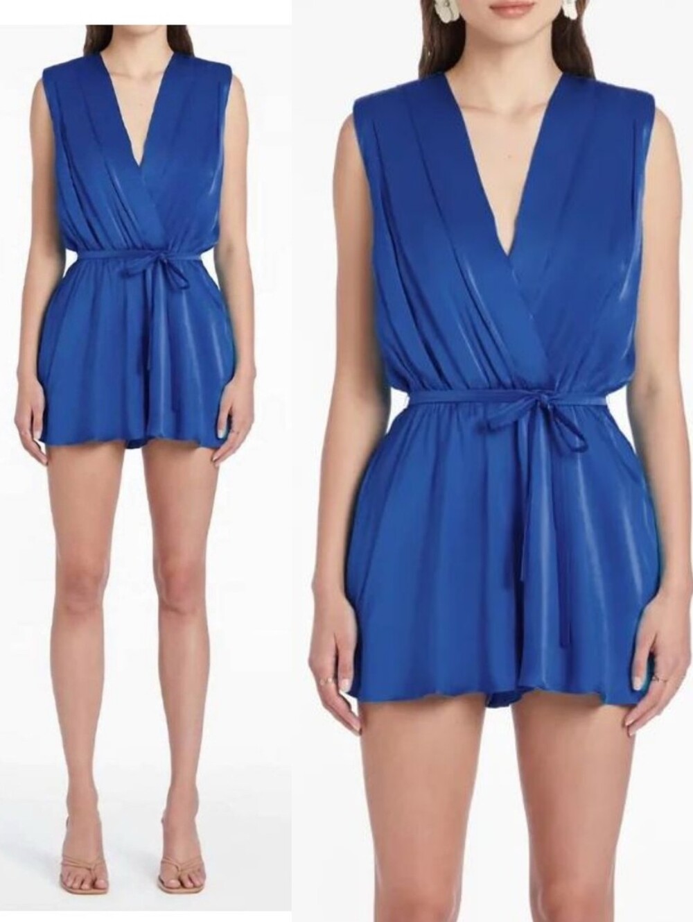 Amanda Uprichard Lamarca Silk Romper Blue
